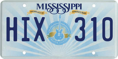 MS license plate HIX310