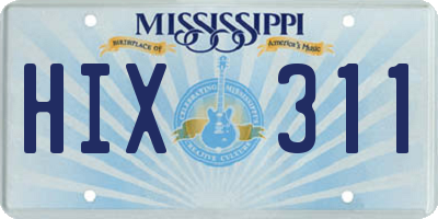 MS license plate HIX311