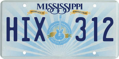 MS license plate HIX312