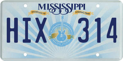 MS license plate HIX314
