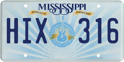 MS license plate HIX316