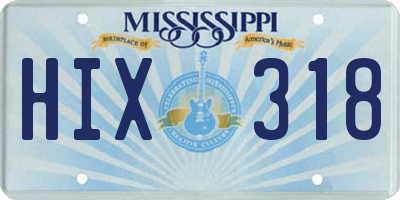 MS license plate HIX318