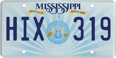 MS license plate HIX319