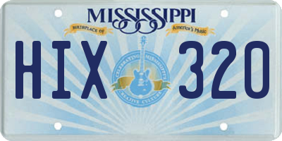 MS license plate HIX320