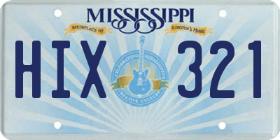 MS license plate HIX321