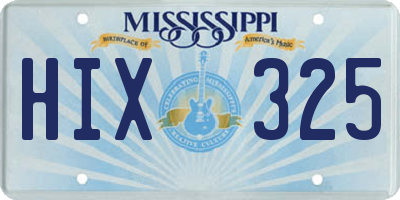 MS license plate HIX325