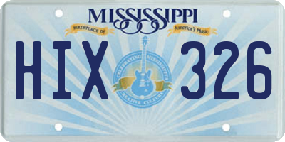 MS license plate HIX326