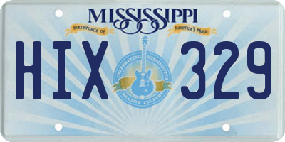 MS license plate HIX329