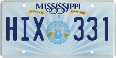 MS license plate HIX331