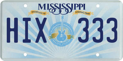 MS license plate HIX333