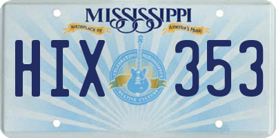 MS license plate HIX353