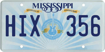 MS license plate HIX356