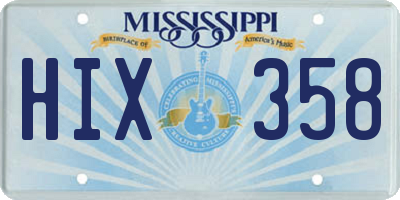 MS license plate HIX358