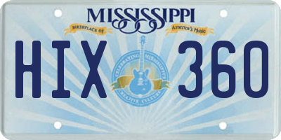 MS license plate HIX360
