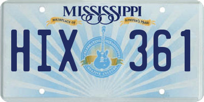 MS license plate HIX361