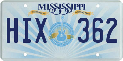 MS license plate HIX362