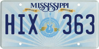 MS license plate HIX363