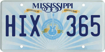 MS license plate HIX365