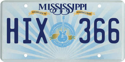 MS license plate HIX366