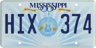 MS license plate HIX374