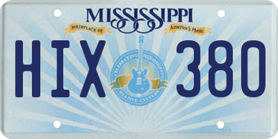 MS license plate HIX380