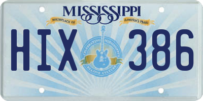 MS license plate HIX386