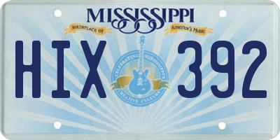 MS license plate HIX392