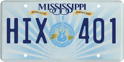 MS license plate HIX401