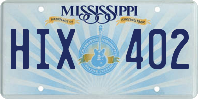 MS license plate HIX402