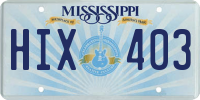MS license plate HIX403