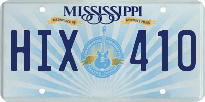 MS license plate HIX410