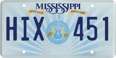 MS license plate HIX451