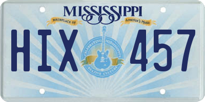 MS license plate HIX457
