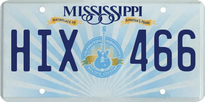 MS license plate HIX466