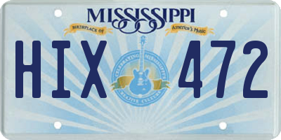 MS license plate HIX472
