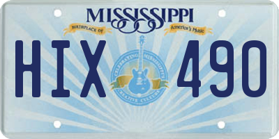 MS license plate HIX490