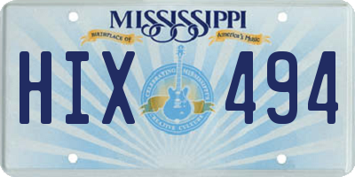 MS license plate HIX494