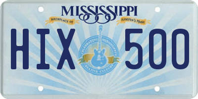 MS license plate HIX500