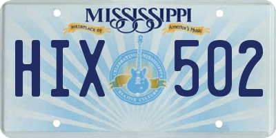 MS license plate HIX502