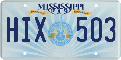MS license plate HIX503
