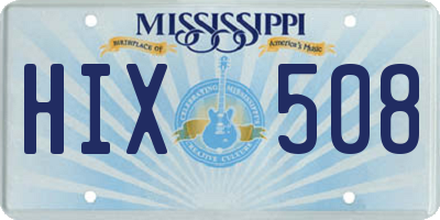 MS license plate HIX508
