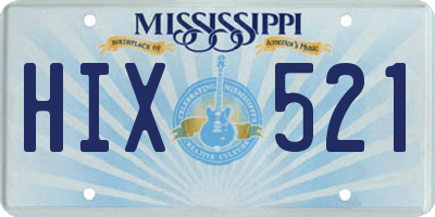 MS license plate HIX521