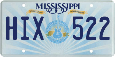 MS license plate HIX522