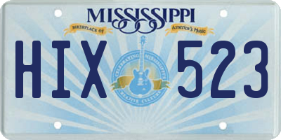 MS license plate HIX523