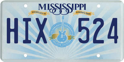 MS license plate HIX524