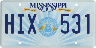 MS license plate HIX531