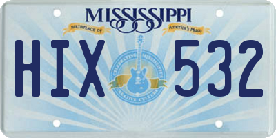 MS license plate HIX532