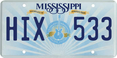 MS license plate HIX533