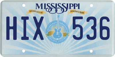 MS license plate HIX536