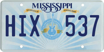 MS license plate HIX537